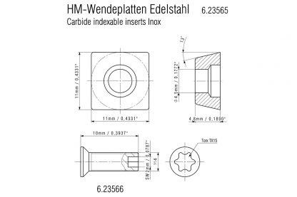 Metabo 10x HM-Wendeplatten Edelstahl KFM 15-10 16-15 KFMPB 15-10 PFM17 623565000