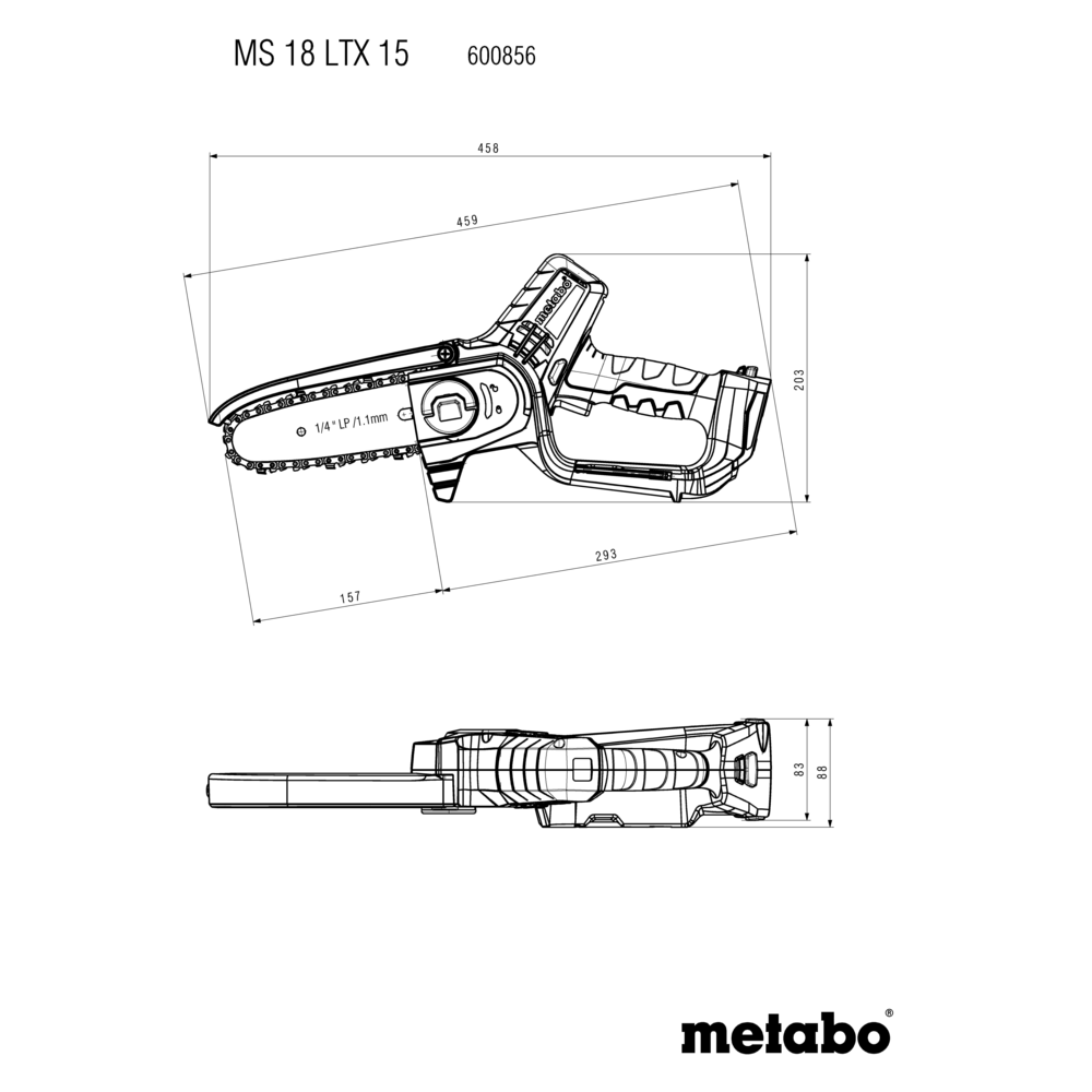 Metabo MS 18 LTX 15 Akku-Gehölzsäge (600856850) (B-Ware da beschädigte Originalverpackung) – Bild 12