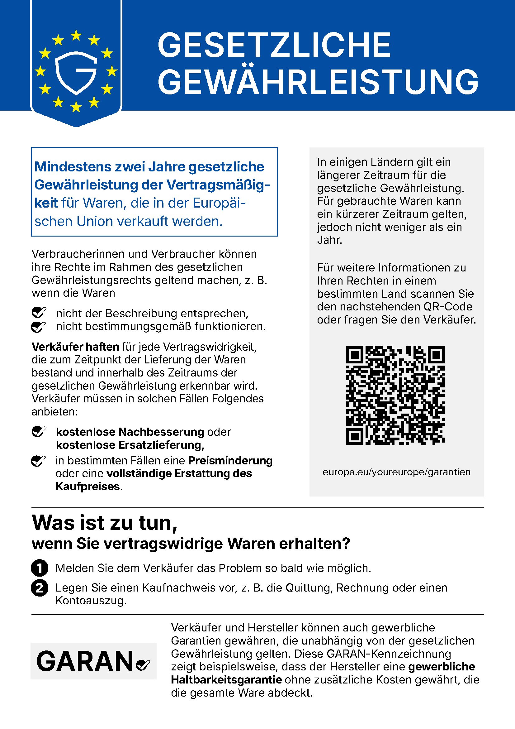 EU Gewährleistungshinweis